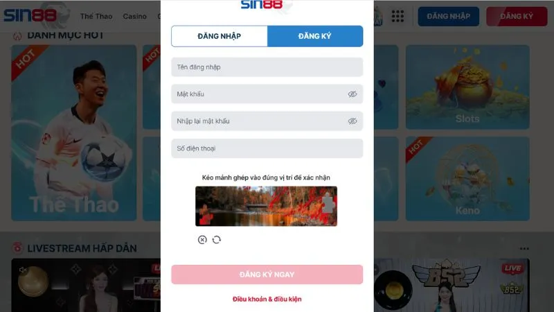 Việc đăng ký tài khoản tại Sin88 diễn ra như thế nào