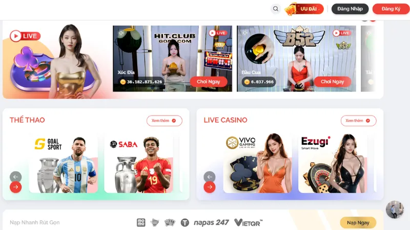 Giao diện nhà cái được sắp xếp khoa học, giúp người chơi rất dễ dàng để làm quen