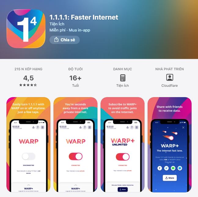 Cách vào Sunwin Go88 Hitclub bằng ứng dụng 1.1.1.1 trên iOS