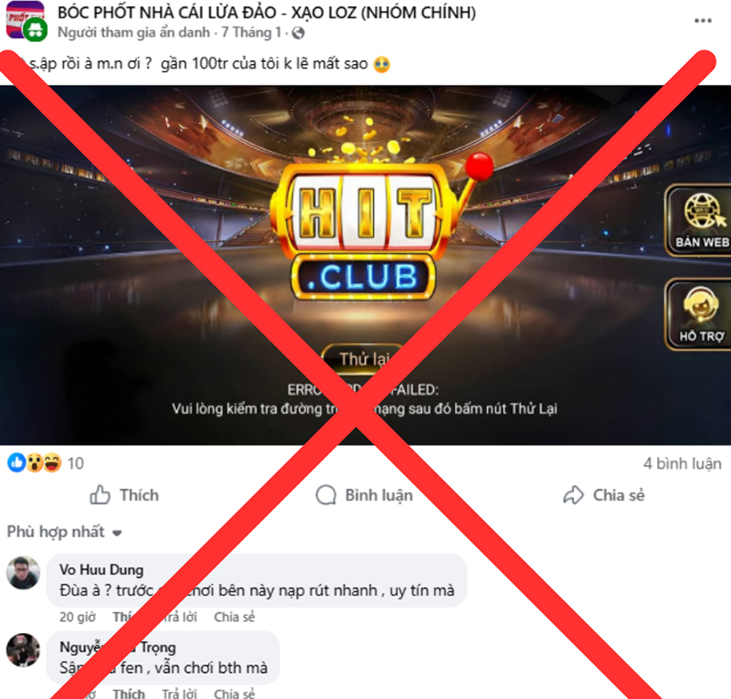 Hitclub bị đối thủ tung tin sập trang hòng gây tâm lý hoang mang cho người mới tham gia