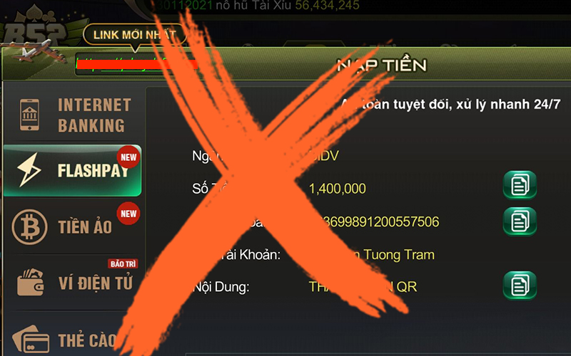 Hãy kiểm tra kỹ giao diện nạp tiền cùng các thông tin được cấp