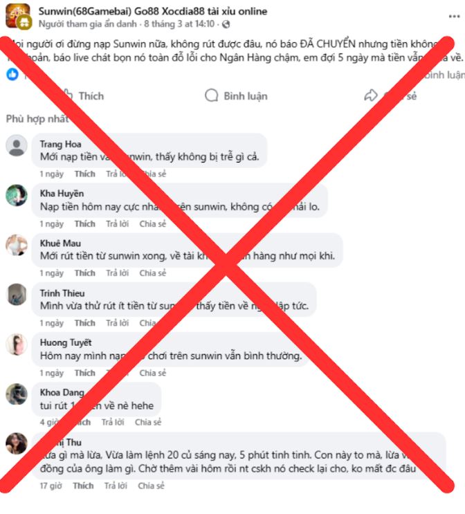 Sunwin bị bôi nhọ nhưng không có căn cứ