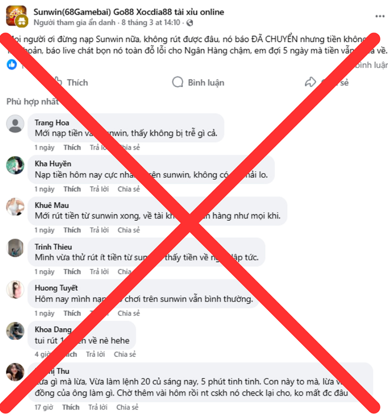 Một bài đăng ảo bị hàng loạt người dùng thật bóc mẽ