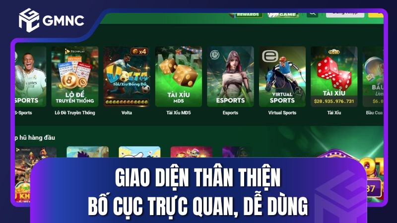 Giao diện thân thiện bố cục trực quan dễ dùng 